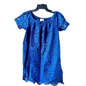 Ann Taylor Loft Lace Blue Off Shoulder Dresss